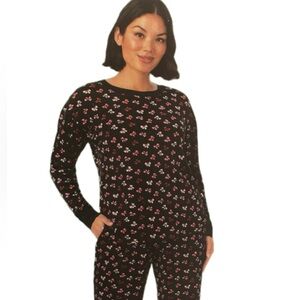 Kate Spade Bows Pink & Black Fleece Pajamas Set